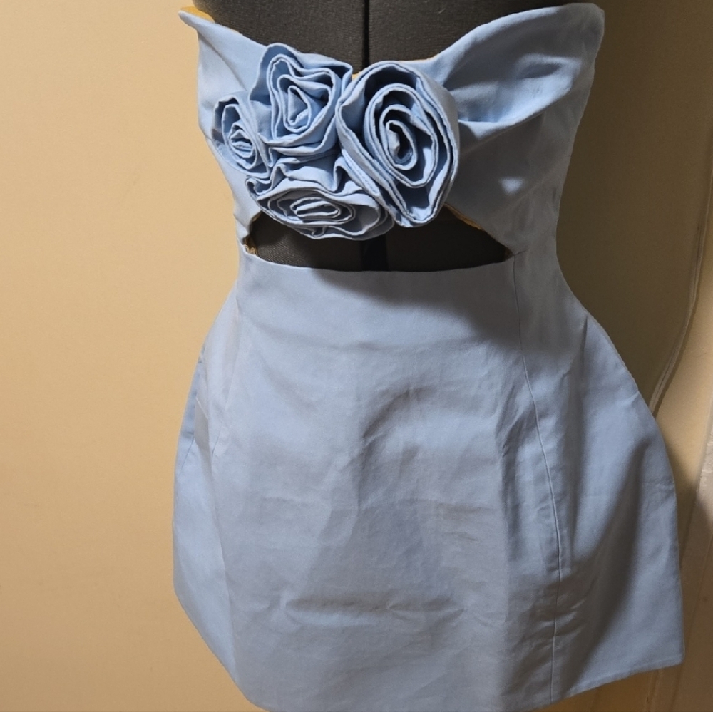 Blue Strapless Sheath Dress for Prom